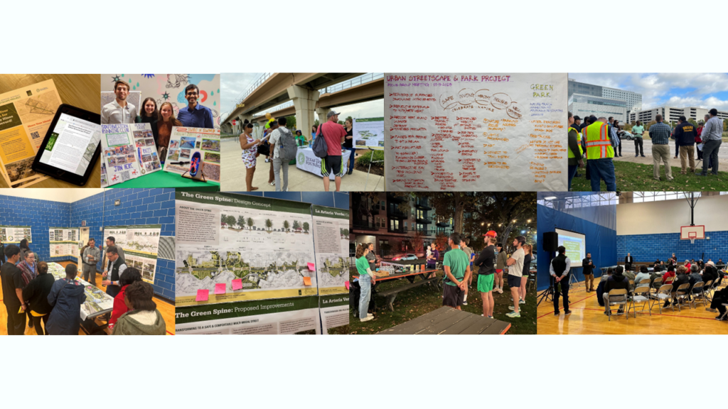 Untitled design This collage captures our community engagement in action—from visual notetaking and interactive meeting formats to a community survey and outreach with student groups, residents, and public transit riders across the District.